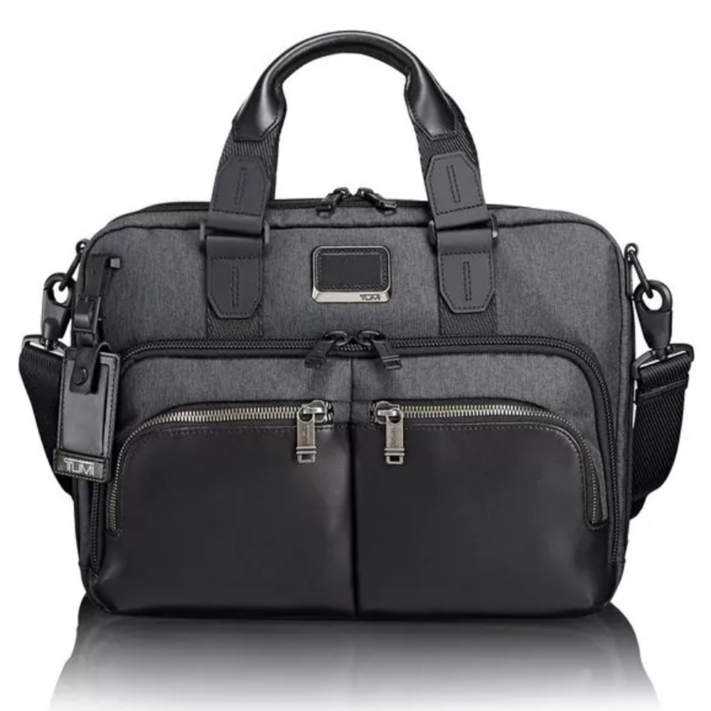 Tumi Alpha Bravo Albany Black Briefcase- color Anthracite